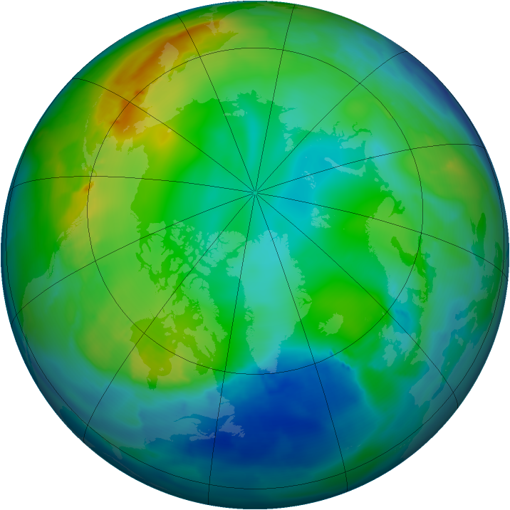 Arctic ozone map for 01 December 2011